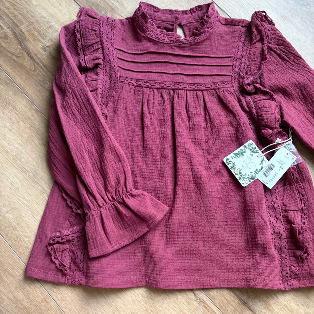 NWT Girls L Chelsea & Violet Burgundy Blouse